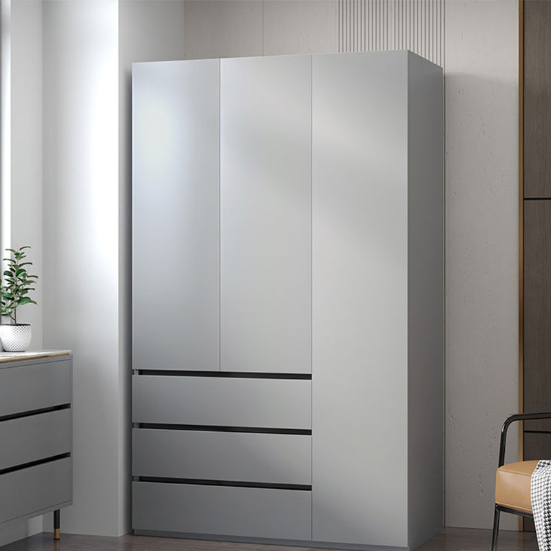 Modern Wood Frame Wardrobe Armoire Freestanding Wardrobe with 3 Self Close Drawers