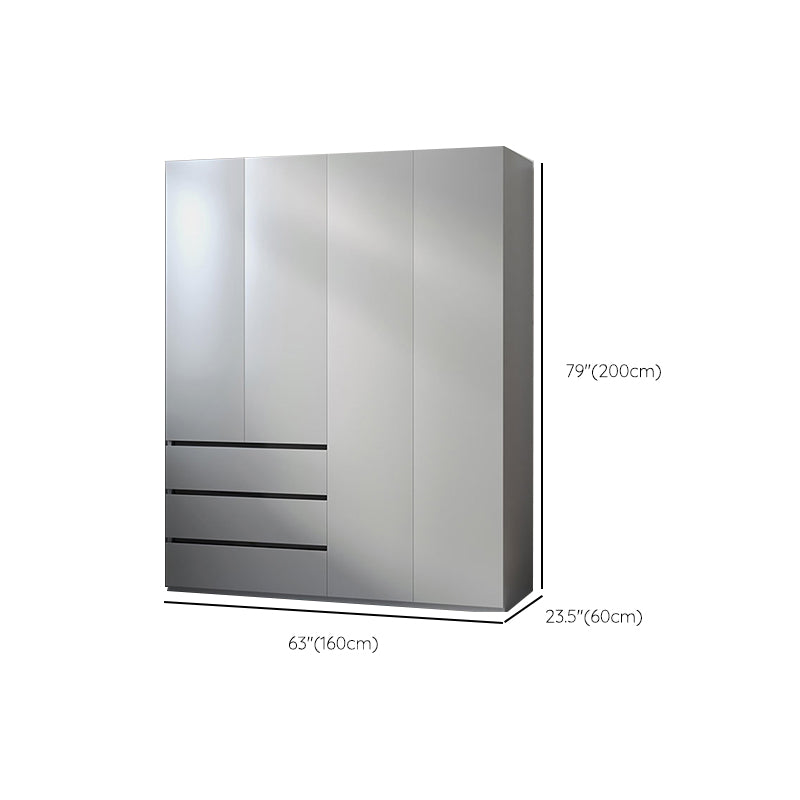 Modern Wood Frame Wardrobe Armoire Freestanding Wardrobe with 3 Self Close Drawers