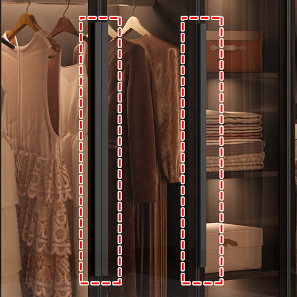 Modern Wooden Frame Wardrobe Freestanding Multifunctional Wardrobe Tempered Glass Doors