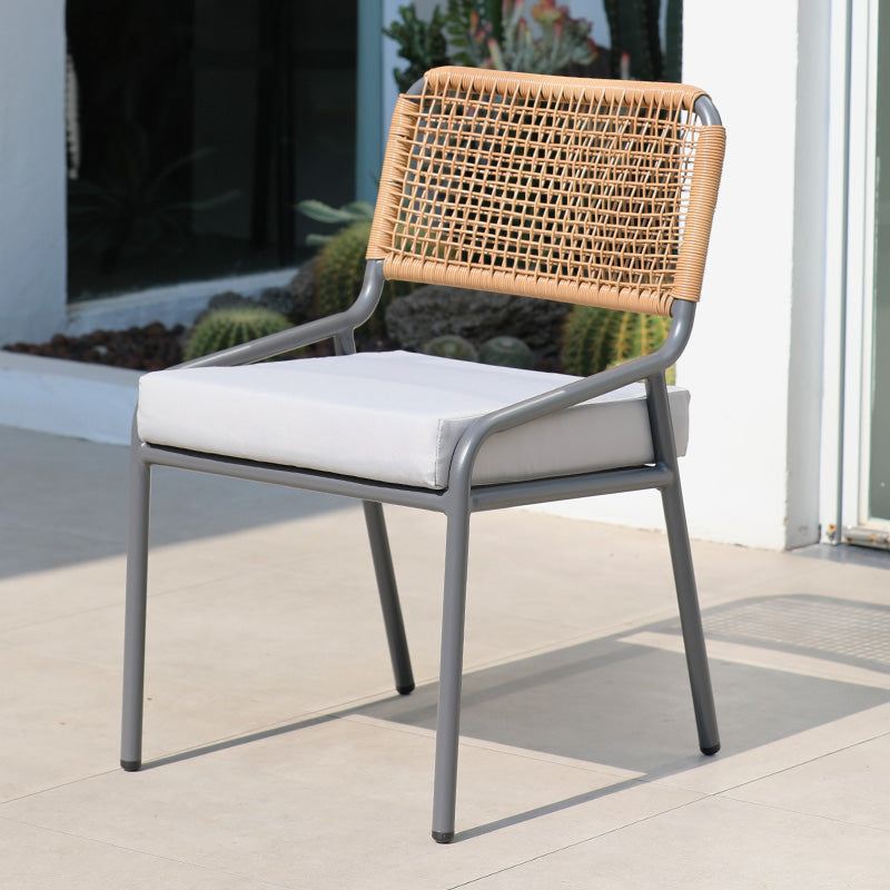 Modern Patio Dining Table Set 1/5/7 Pcs Stone Top Table with Upholstered Side Chairs