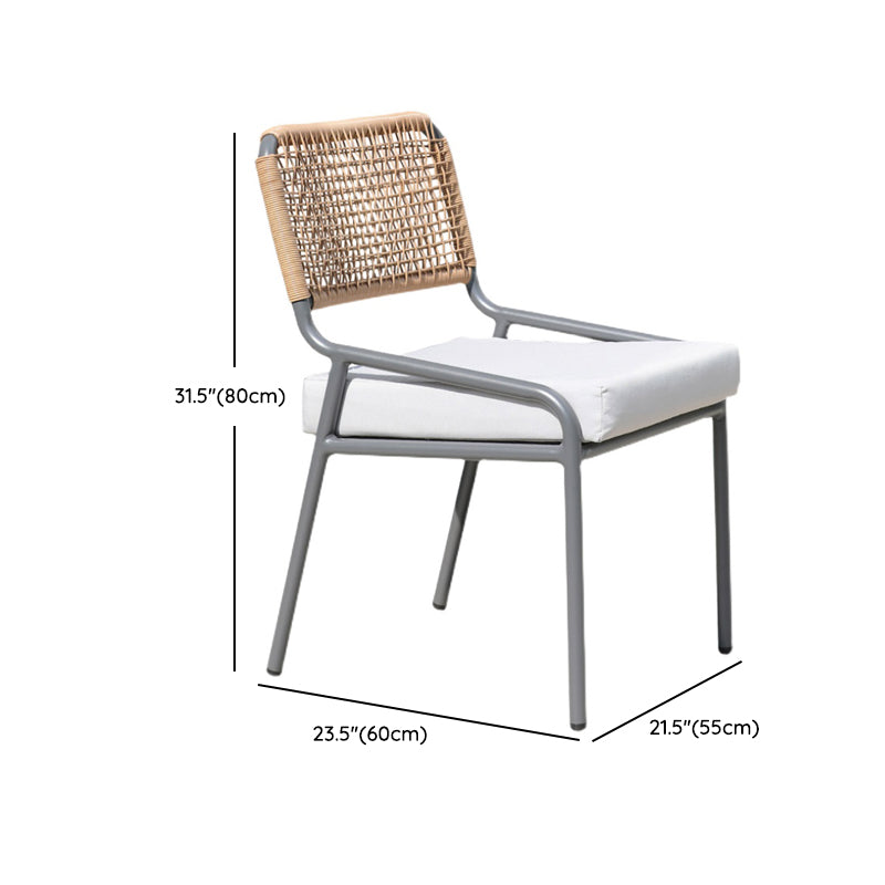 Modern Patio Dining Table Set 1/5/7 Pcs Stone Top Table with Upholstered Side Chairs