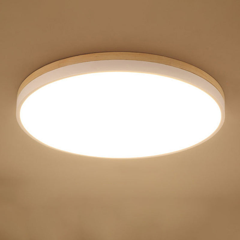 Modern Ceiling Lamp Wooden LED Ceiling Mount Light with Acrylic Shade for Bedroom