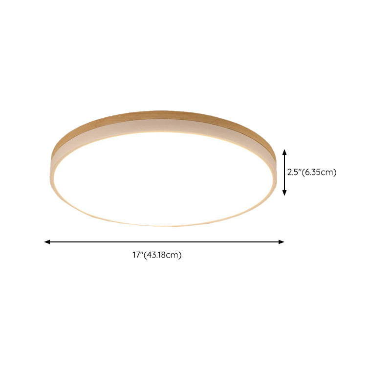 Modern Ceiling Lamp Wooden LED Ceiling Mount Light with Acrylic Shade for Bedroom