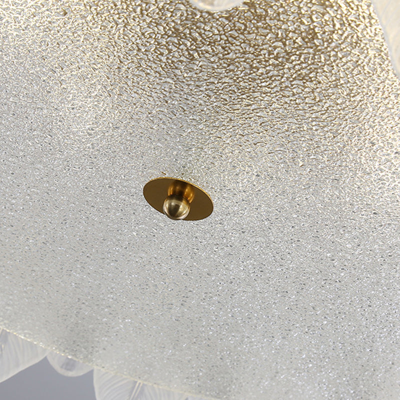 Round Shape Glass Flush Light Modern Style Multi Lights Flush Mount Fixture in Gold