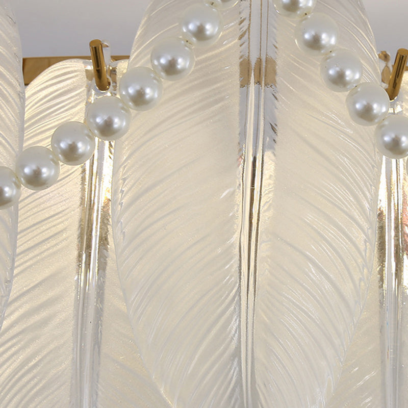 Round Shape Glass Flush Light Modern Style Multi Lights Flush Mount Fixture in Gold