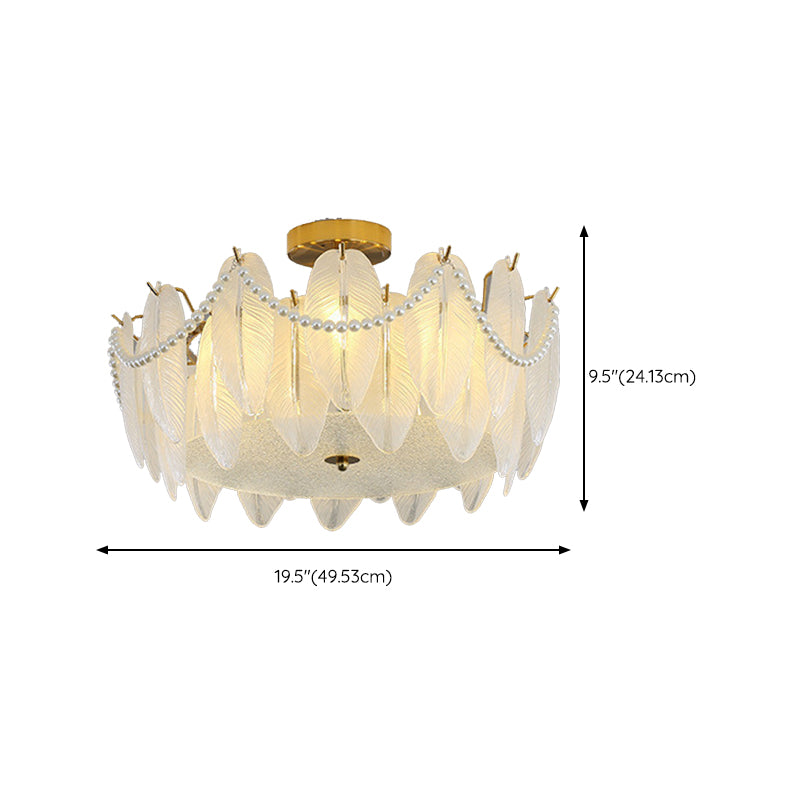 Round Shape Glass Flush Light Modern Style Multi Lights Flush Mount Fixture in Gold