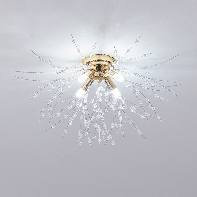 Unique Shape Crystal Flush Light Modern Style Multi Lights Flush Mount Fixture
