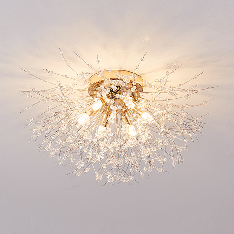 Unique Shape Crystal Flush Light Modern Style Multi Lights Flush Mount Fixture