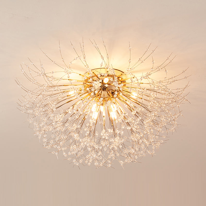 Unique Shape Crystal Flush Light Modern Style Multi Lights Flush Mount Fixture