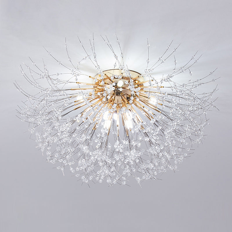 Unique Shape Crystal Flush Light Modern Style Multi Lights Flush Mount Fixture