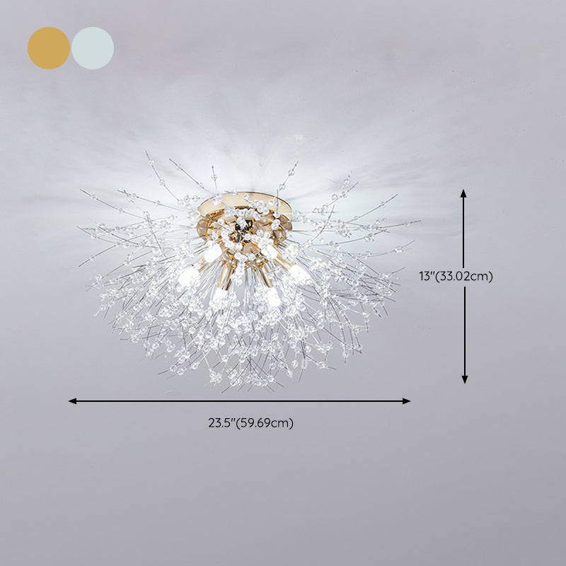 Unique Shape Crystal Flush Light Modern Style Multi Lights Flush Mount Fixture