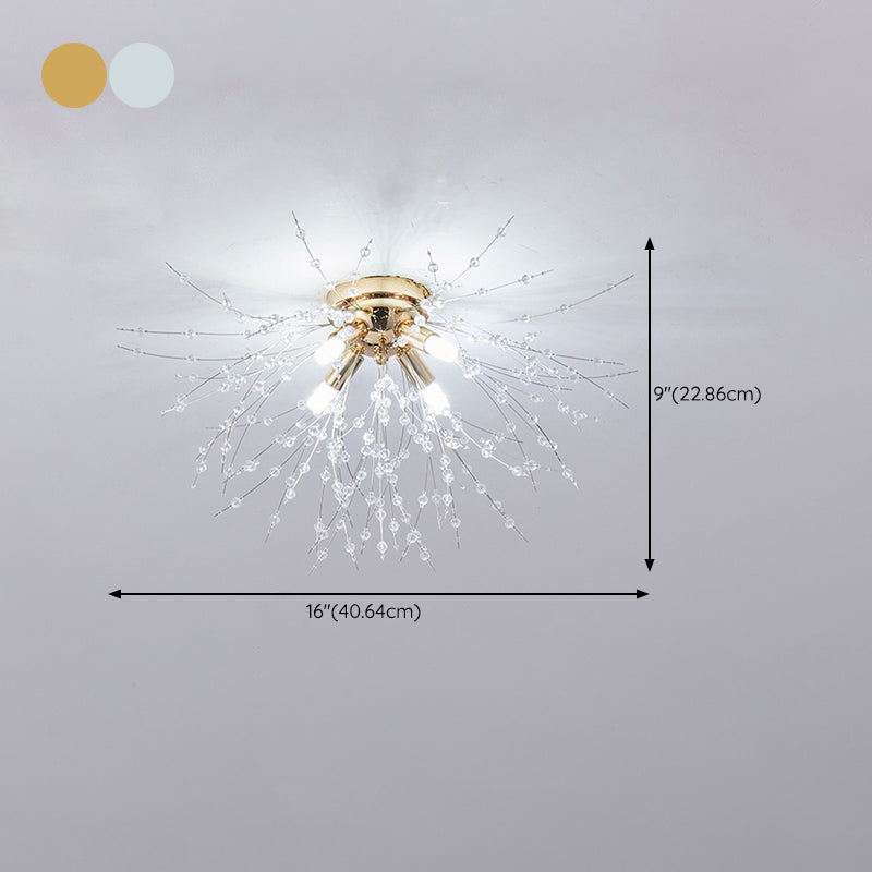Unique Shape Crystal Flush Light Modern Style Multi Lights Flush Mount Fixture
