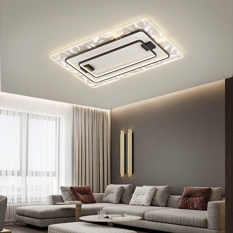 Geometric Shape Metal Flush Light Modern Style Multi Lights Flush Mount Fixture in Black