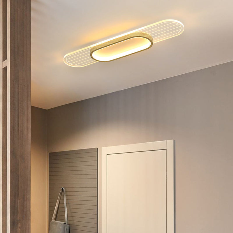 Modern Metal Flush Mount Oval Shape Ceiling Light with Acrylic Shade for Passage