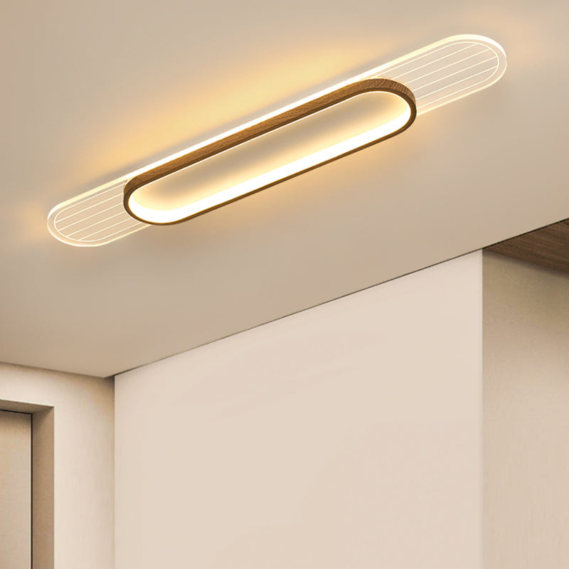 Modern Metal Flush Mount Oval Shape Ceiling Light with Acrylic Shade for Passage