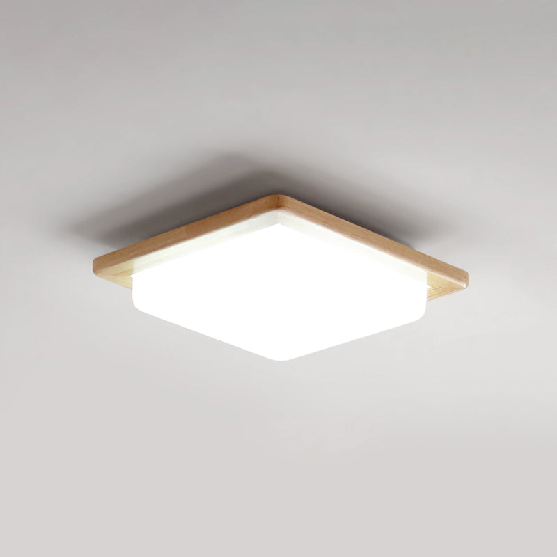 Square Shape Glass Flush Light Modern Style 1 Light Flush Mount Fixture in Brown