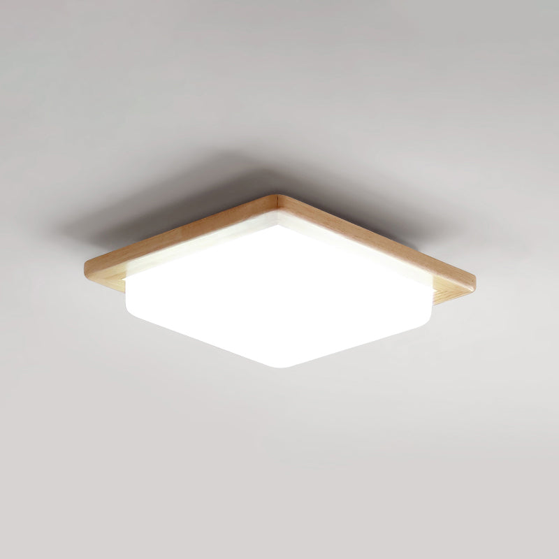 Square Shape Glass Flush Light Modern Style 1 Light Flush Mount Fixture in Brown