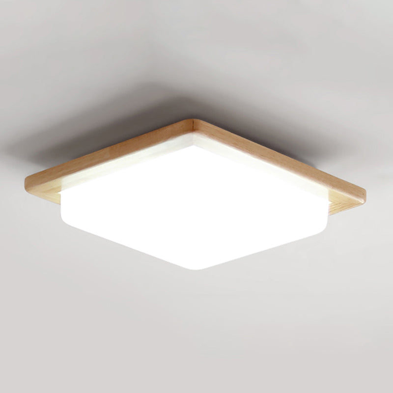 Square Shape Glass Flush Light Modern Style 1 Light Flush Mount Fixture in Brown