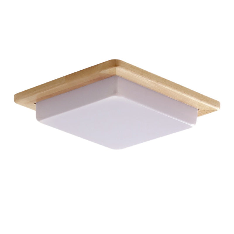 Square Shape Glass Flush Light Modern Style 1 Light Flush Mount Fixture in Brown
