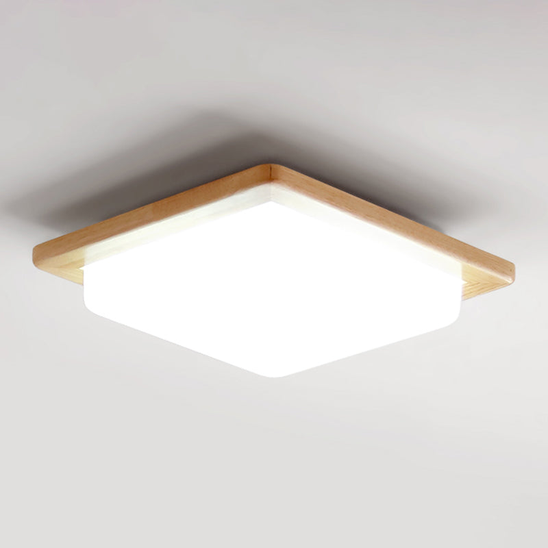 Square Shape Glass Flush Light Modern Style 1 Light Flush Mount Fixture in Brown