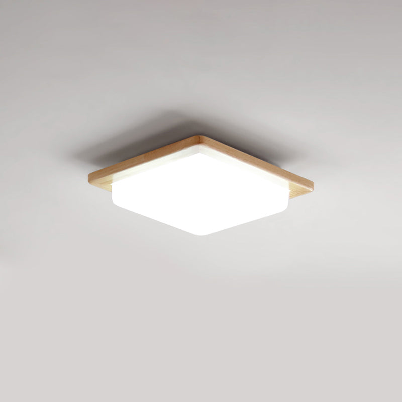 Square Shape Glass Flush Light Modern Style 1 Light Flush Mount Fixture in Brown