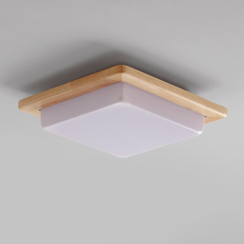 Square Shape Glass Flush Light Modern Style 1 Light Flush Mount Fixture in Brown