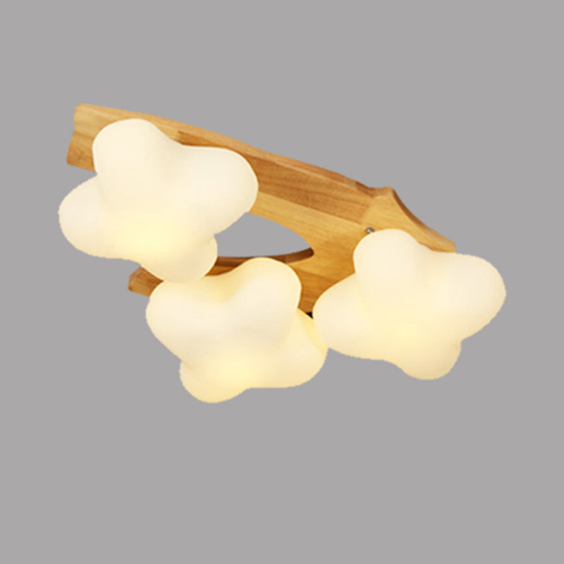 Geometric Shape Glass Flush Light Modern Style Multi Lights Flush Mount Fixture in Brown