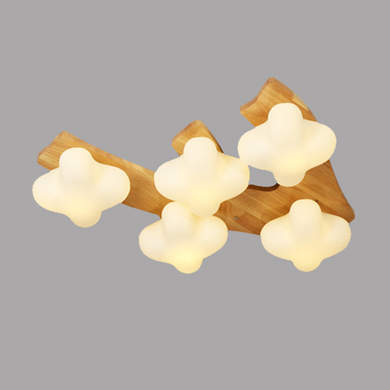 Geometric Shape Glass Flush Light Modern Style Multi Lights Flush Mount Fixture in Brown