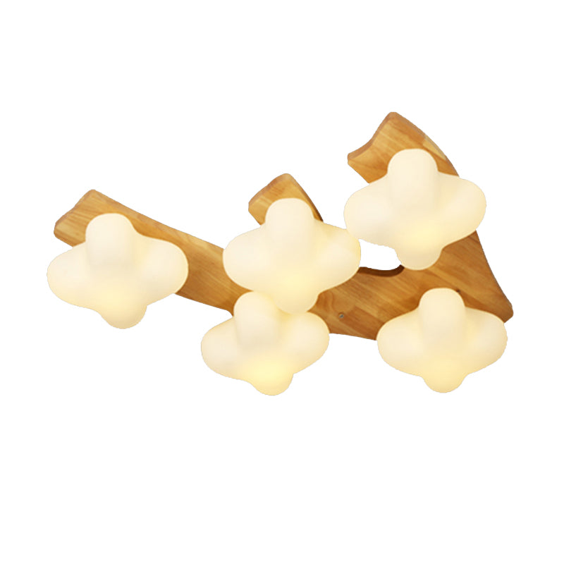Geometric Shape Glass Flush Light Modern Style Multi Lights Flush Mount Fixture in Brown