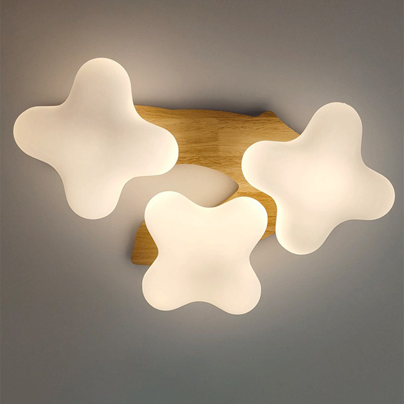Geometric Shape Glass Flush Light Modern Style Multi Lights Flush Mount Fixture in Brown