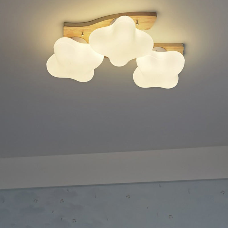 Geometric Shape Glass Flush Light Modern Style Multi Lights Flush Mount Fixture in Brown