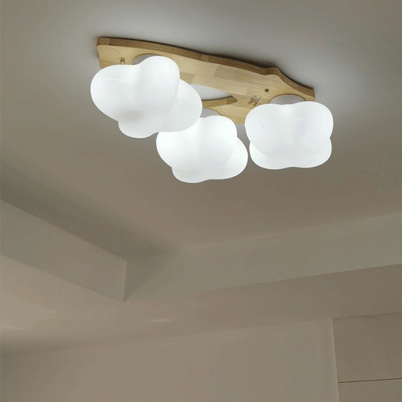 Geometric Shape Glass Flush Light Modern Style Multi Lights Flush Mount Fixture in Brown
