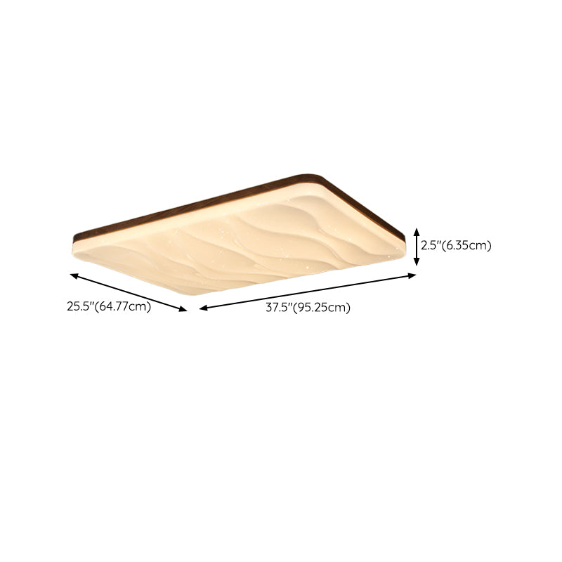 Brown Wood Modern Flush Mount Geometric Shape Ceiling Light with Acrylic Shade for Bedroom