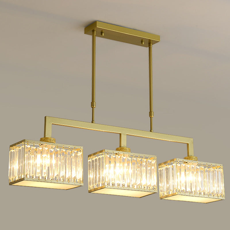 Square Shape Crystal Island Pendants Modern Style Multi Lights Island Pendant Lights