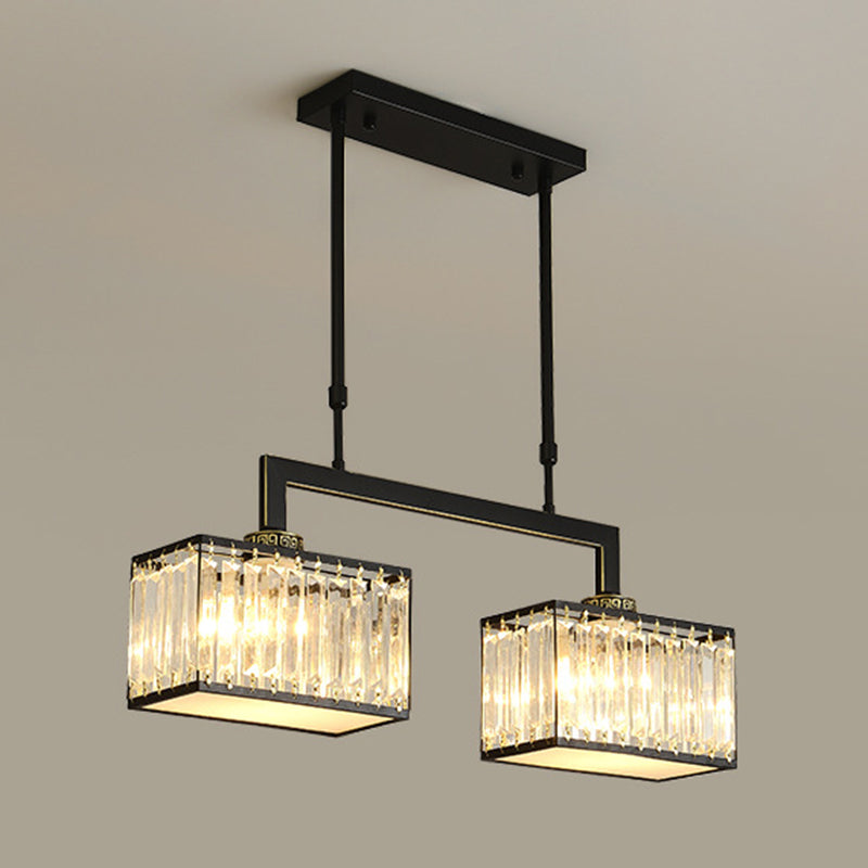 Square Shape Crystal Island Pendants Modern Style Multi Lights Island Pendant Lights