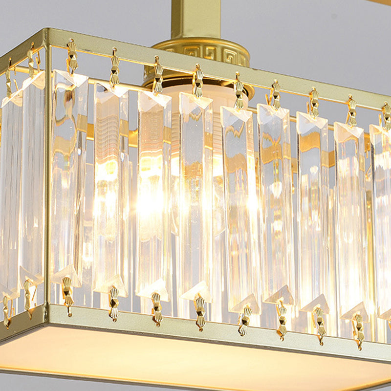 Square Shape Crystal Island Pendants Modern Style Multi Lights Island Pendant Lights