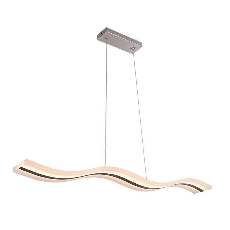 Wavy Shape Kitchen Island Fixture Acrylic Linear Pendant Ceiling in Black & White