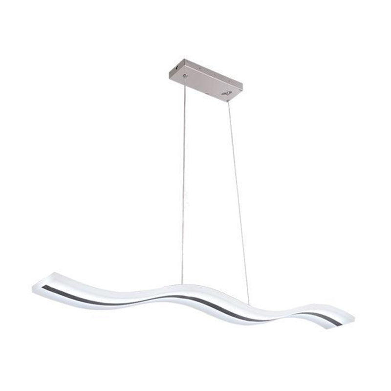 Wavy Shape Kitchen Island Fixture Acrylic Linear Pendant Ceiling in Black & White