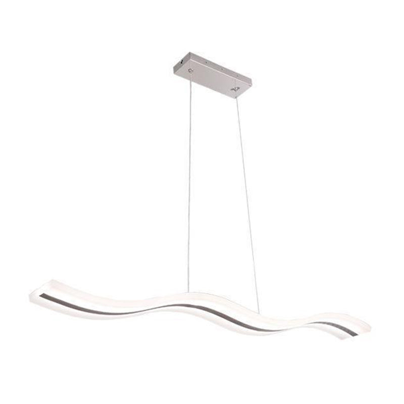 Wavy Shape Kitchen Island Fixture Acrylic Linear Pendant Ceiling in Black & White