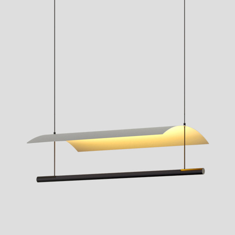 Black and White Kitchen Island Fixture Linear Modern Iron Pendant Light