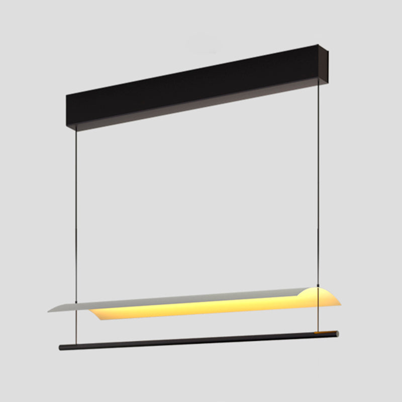 Black and White Kitchen Island Fixture Linear Modern Iron Pendant Light
