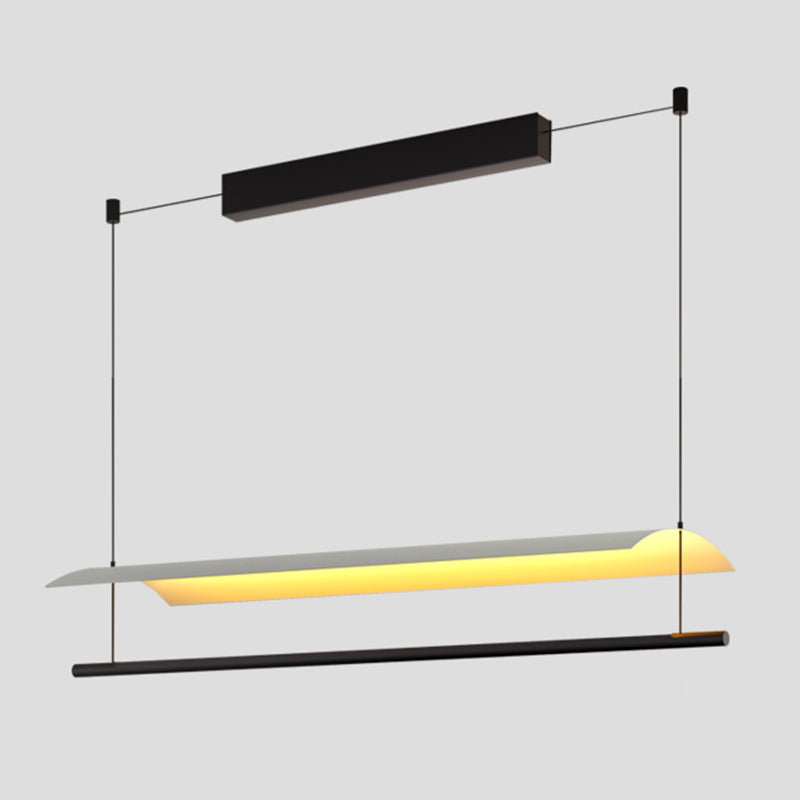 Black and White Kitchen Island Fixture Linear Modern Iron Pendant Light