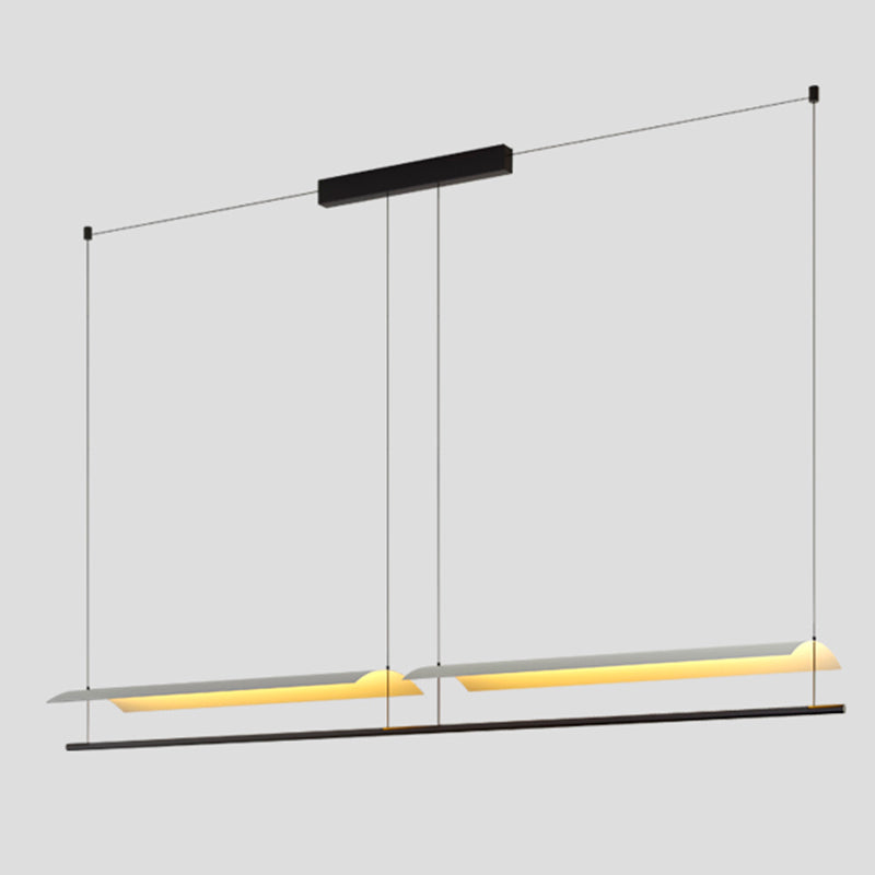 Black and White Kitchen Island Fixture Linear Modern Iron Pendant Light