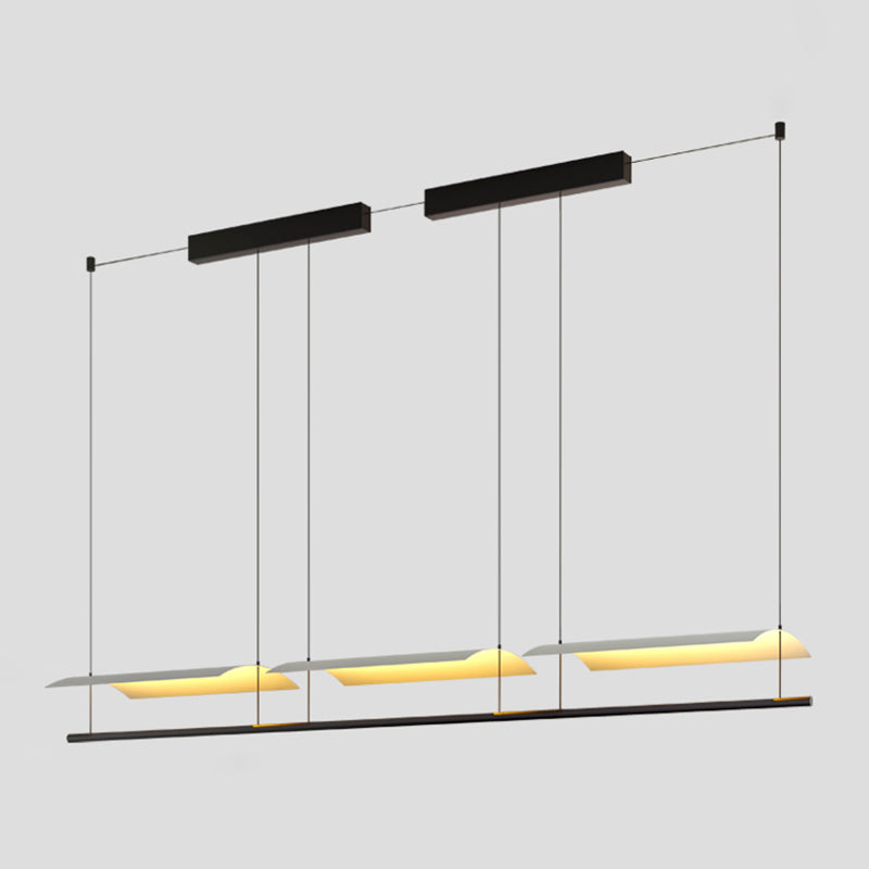 Black and White Kitchen Island Fixture Linear Modern Iron Pendant Light
