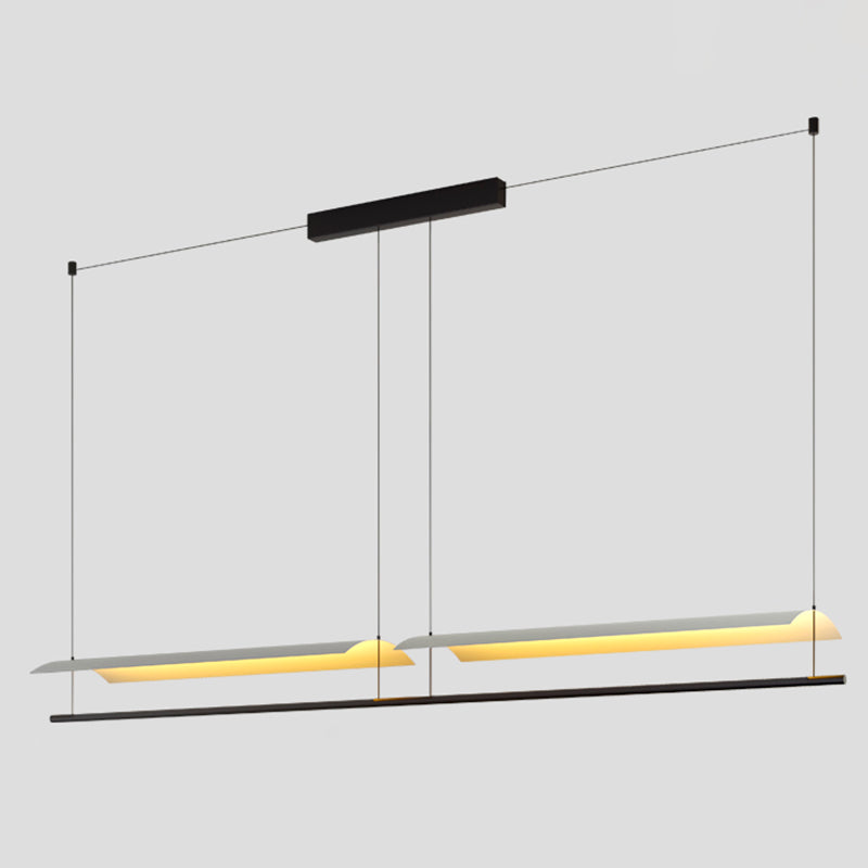 Black and White Kitchen Island Fixture Linear Modern Iron Pendant Light