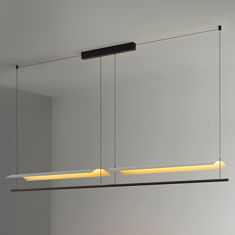 Black and White Kitchen Island Fixture Linear Modern Iron Pendant Light
