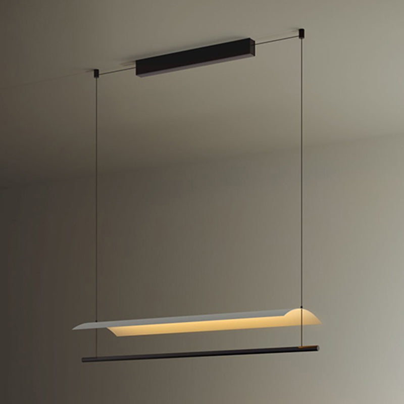 Black and White Kitchen Island Fixture Linear Modern Iron Pendant Light