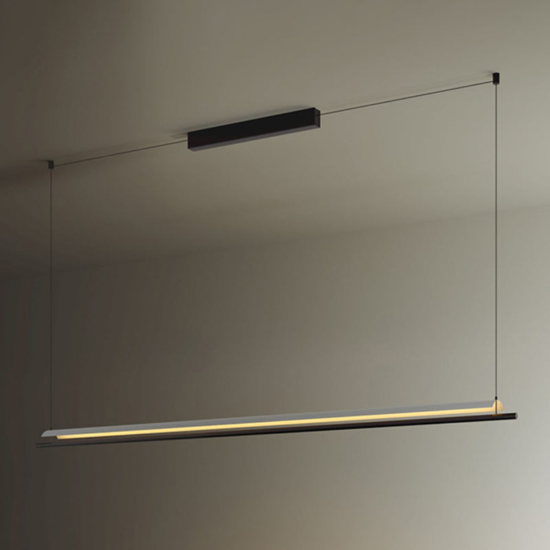 Black and White Kitchen Island Fixture Linear Modern Iron Pendant Light
