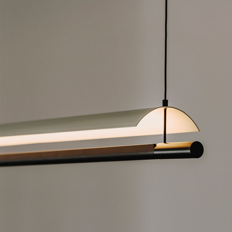Black and White Kitchen Island Fixture Linear Modern Iron Pendant Light