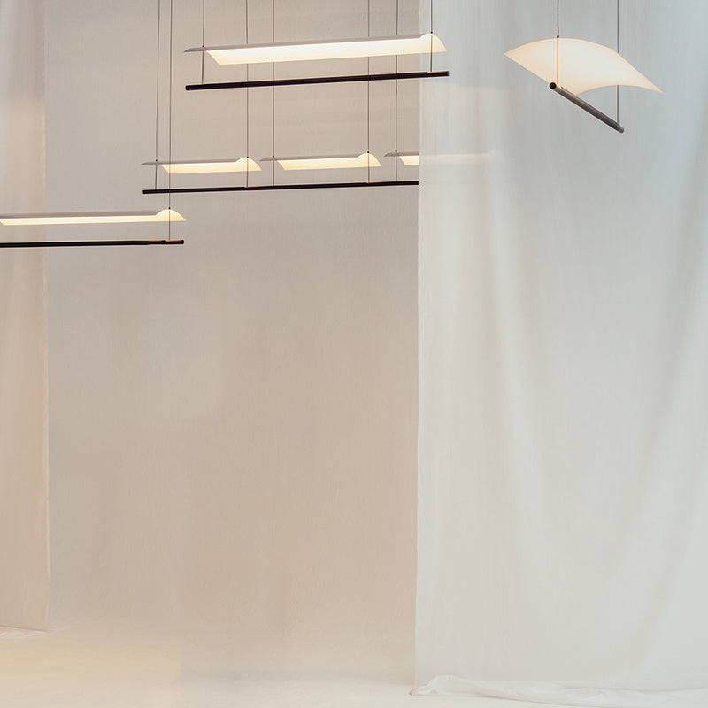 Black and White Kitchen Island Fixture Linear Modern Iron Pendant Light